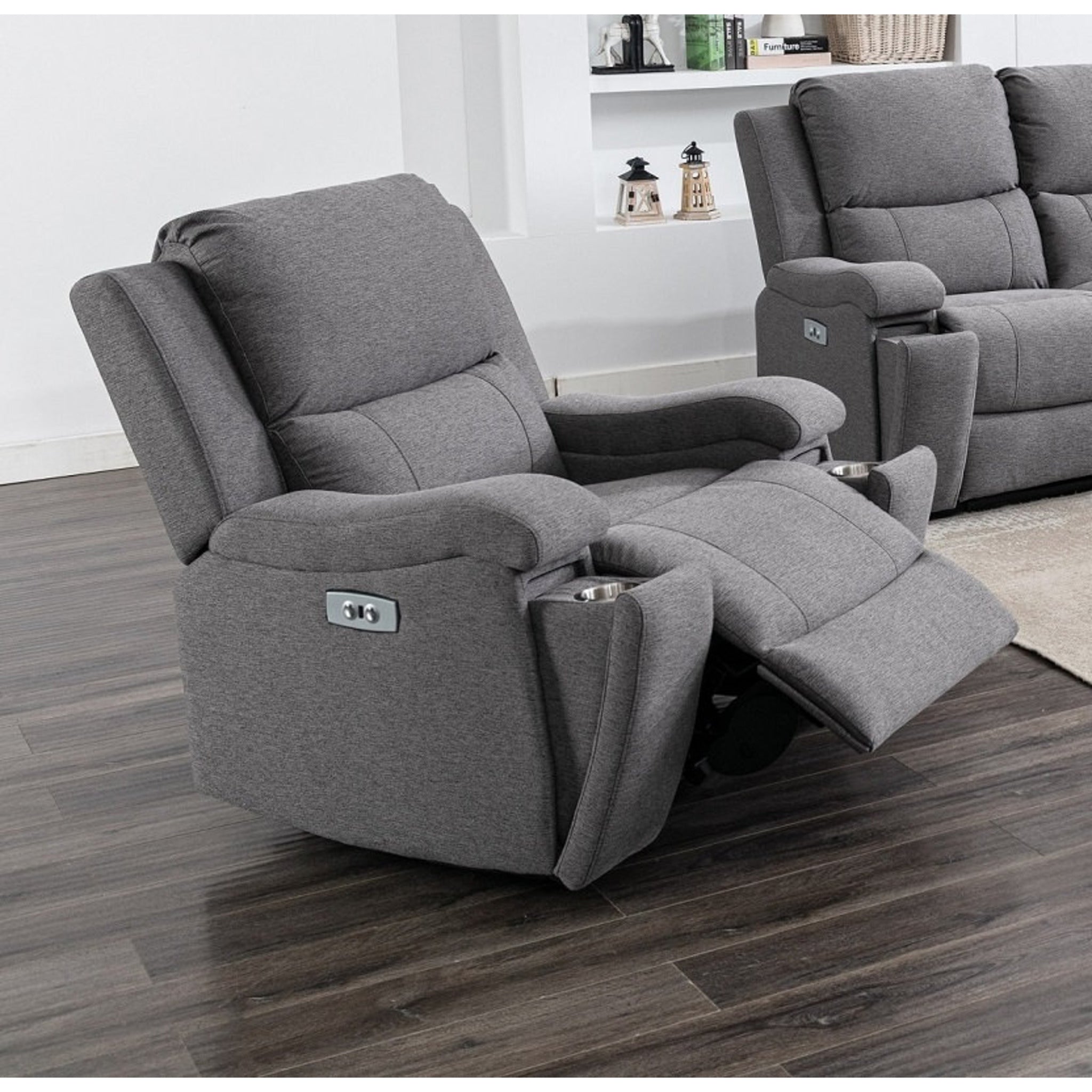 Sorrento Recliner Armchair, Slate Grey Classic Plush Fabric Only £449.99