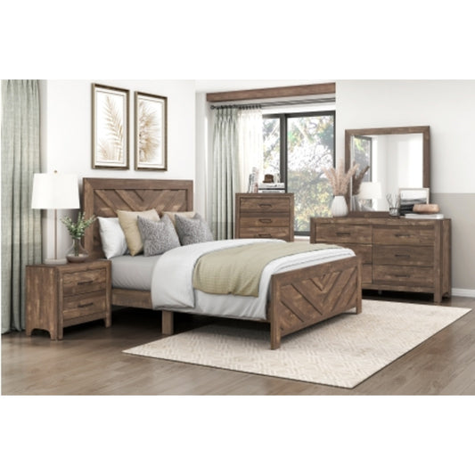Urban King 6pc Bedroom Set - 1534NPGY - White / Grey / Rustic Brown / Natural