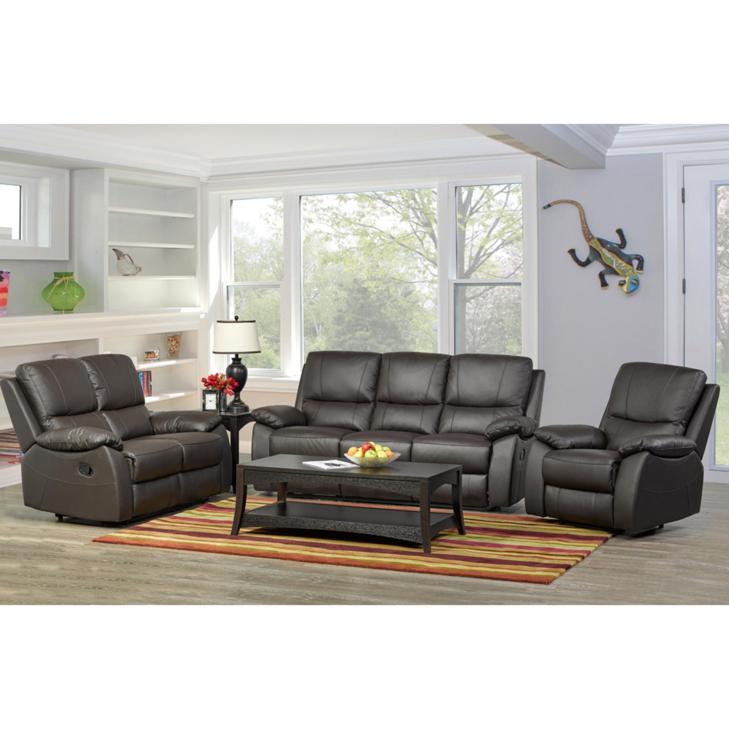 3pc Manual Recliner Set (Genuine Leather) T-1415