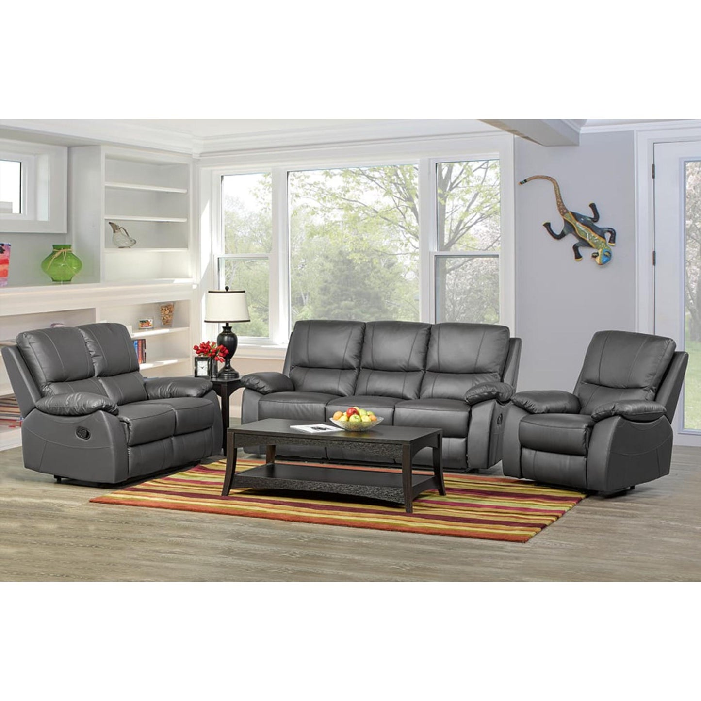 3pc Manual Recliner Set (Genuine Leather) T-1415