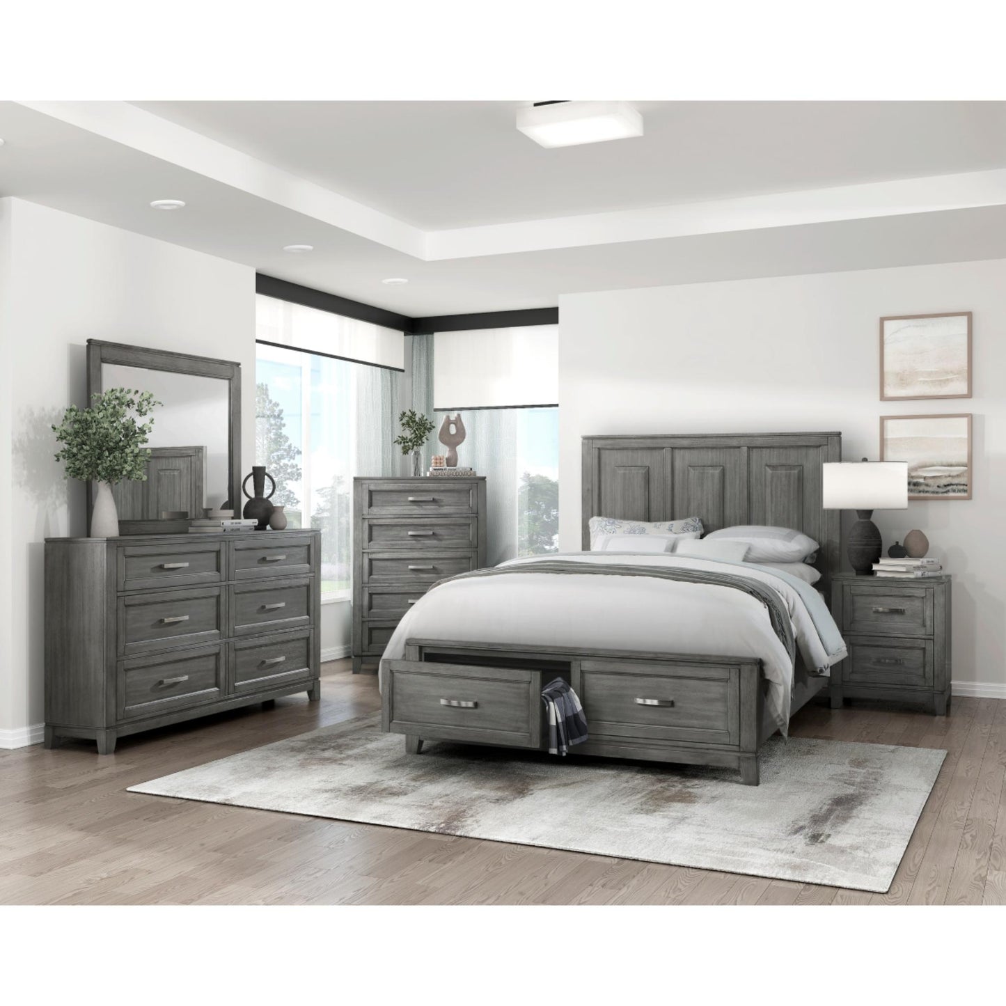 Moonlight Storage Full Bed - Grey / White