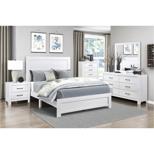 Pearl Luxe Queen 6pc Bedroom Set - 1534WH - White / Grey / Rustic Brown / Natural