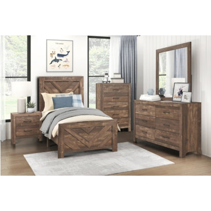 Urban Twin 6pc Bedroom Set - 1534NPGY - White / Grey / Rustic Brown / Natural