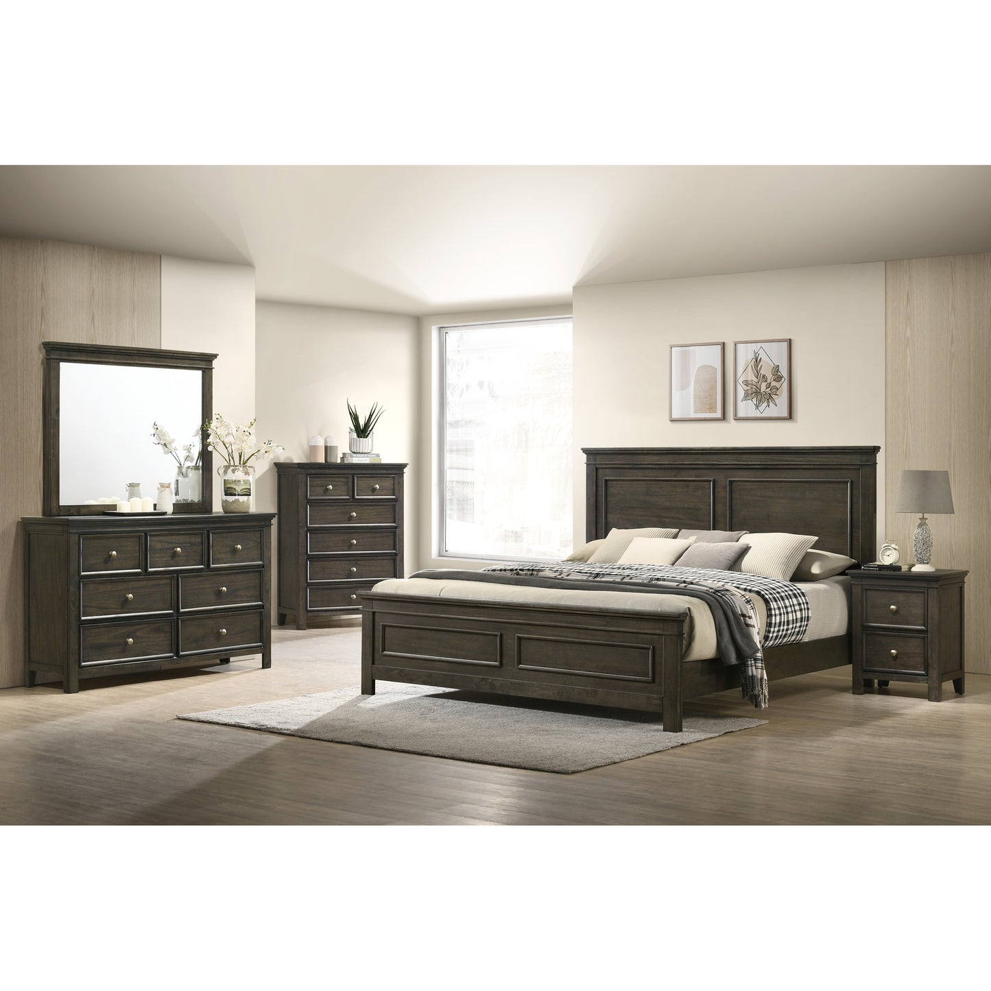 Camden Double / Queen 6pc Bedroom Set B511 - Black, Grey, White, Antique White
