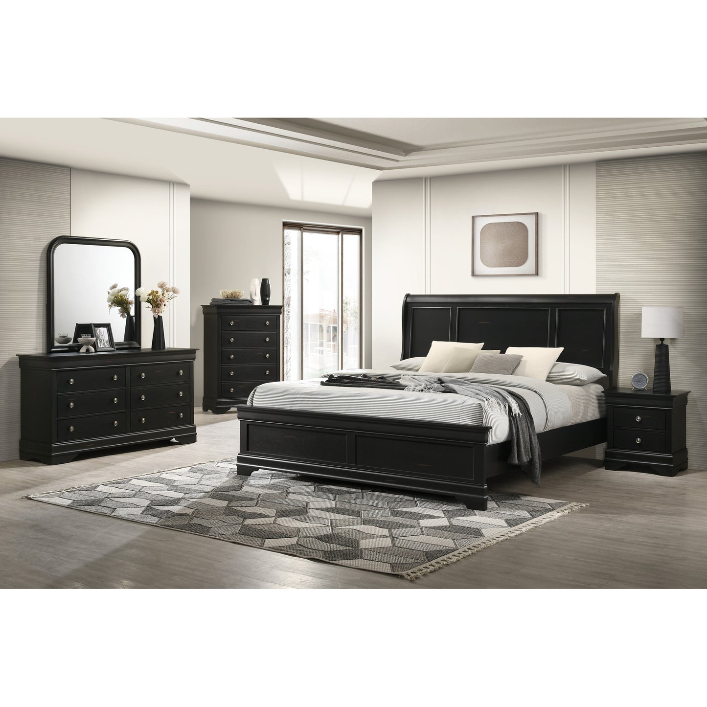 Harrison Twin 6pc Bedroom Set B0393 - Antique Black / Toffee