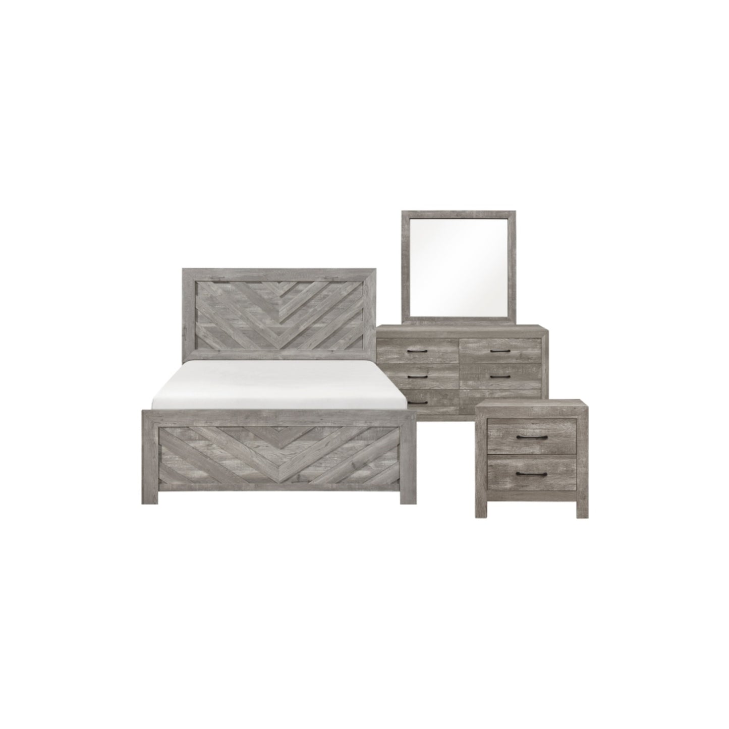 Urban Twin 6pc Bedroom Set - 1534NPGY - White / Grey / Rustic Brown / Natural