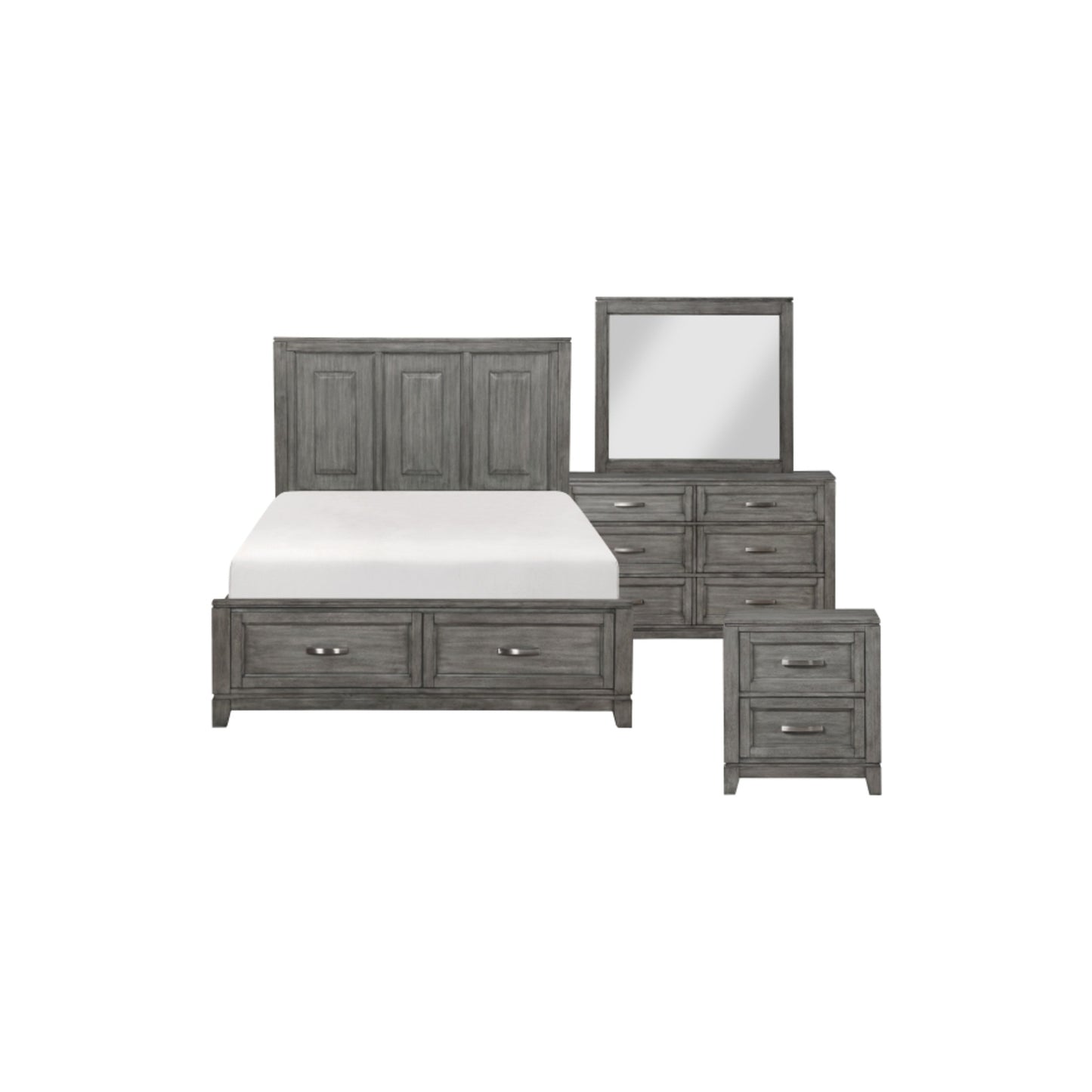 Moonlight Queen 6pc Bedroom Set - 1450 - White / Grey