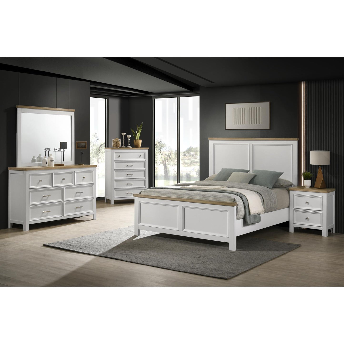 Cambridge Platform Full Bed B 127  - White / Black