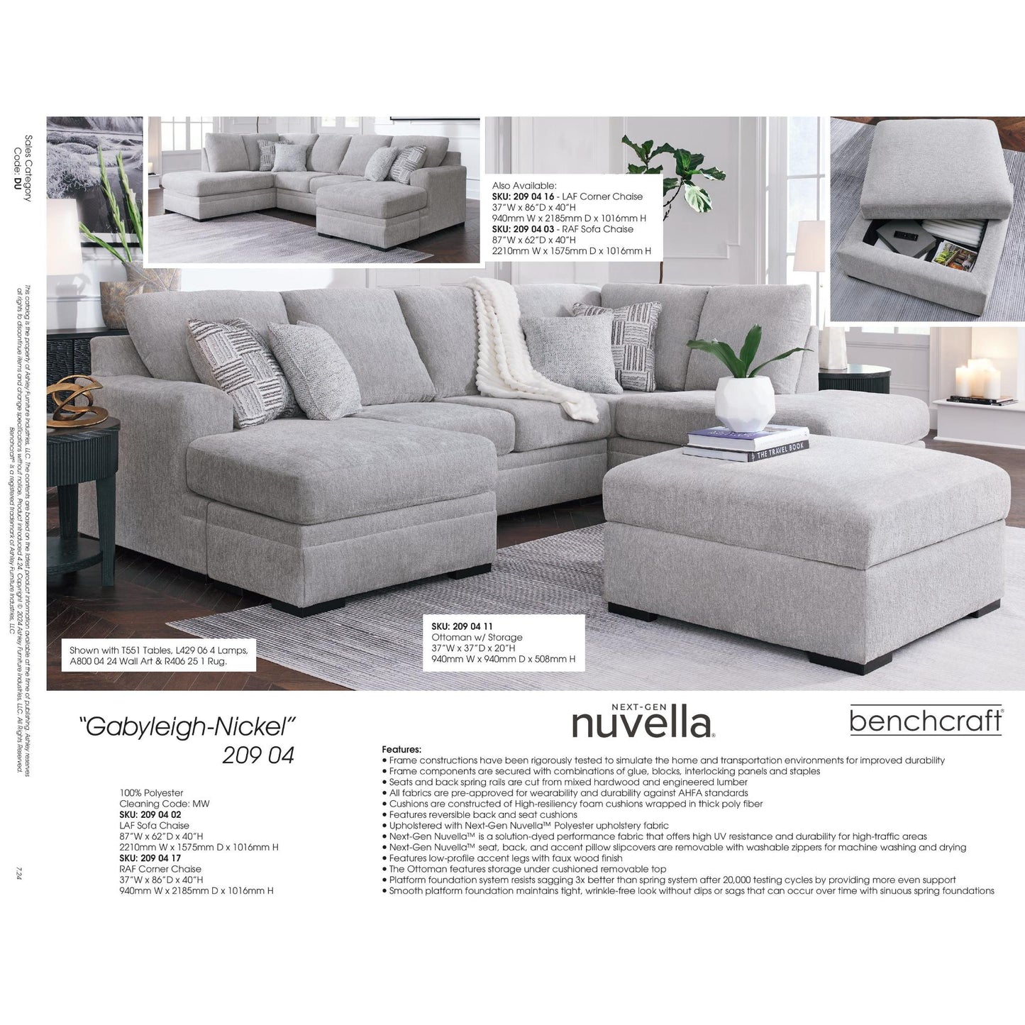 Gabyleigh 2-Piece Sectional with Chaise - Nickel