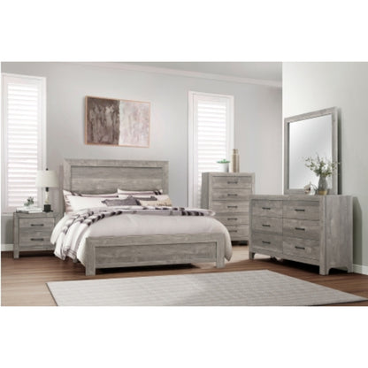 Pearl Luxe King 6pc Bedroom Set - 1534WH - White / Grey / Rustic Brown / Natural