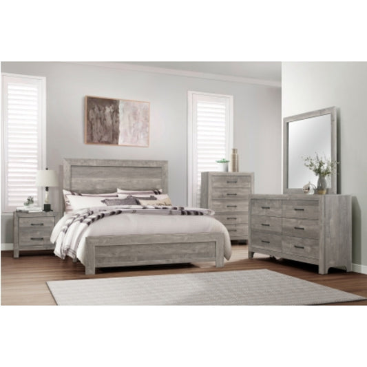 Pearl Luxe Twin 6pc Bedroom Set - 1534WH - White / Grey / Rustic Brown / Natural