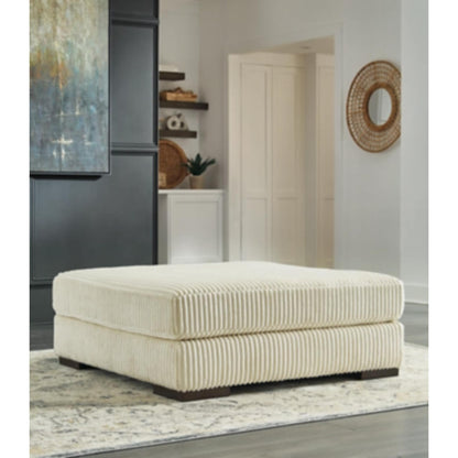 Lindyn Oversized Accent Ottoman - Ivory / Fog
