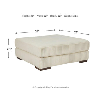 Lindyn Oversized Accent Ottoman - Ivory / Fog