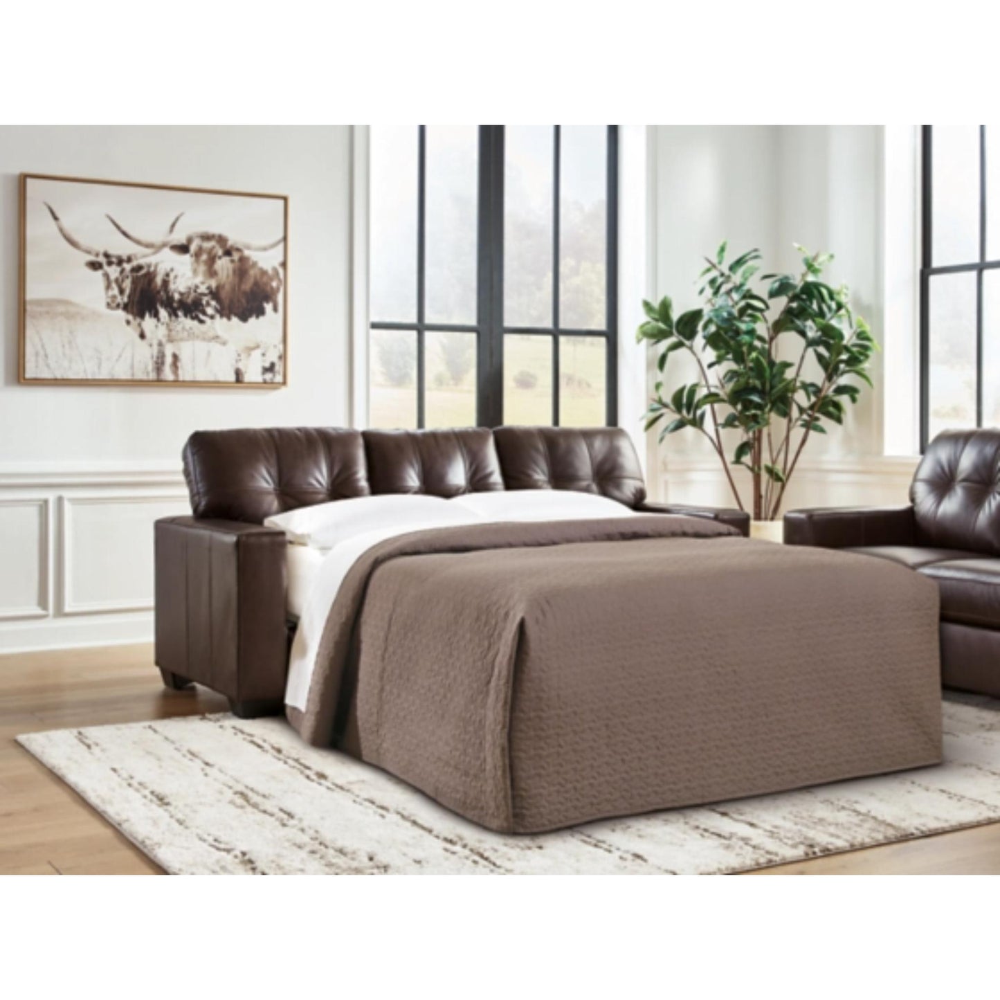 Santorine Queen Sofa Sleeper By Ashley - Dark Brown