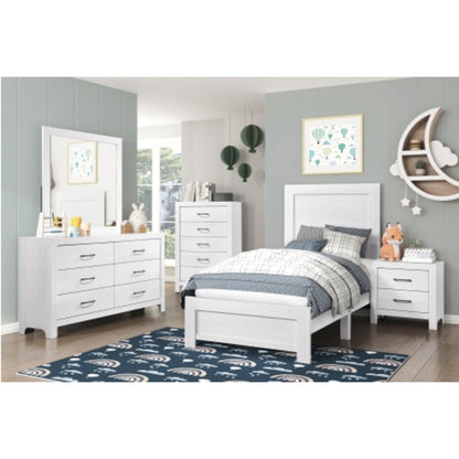 Pearl Luxe King 6pc Bedroom Set - 1534WH - White / Grey / Rustic Brown / Natural