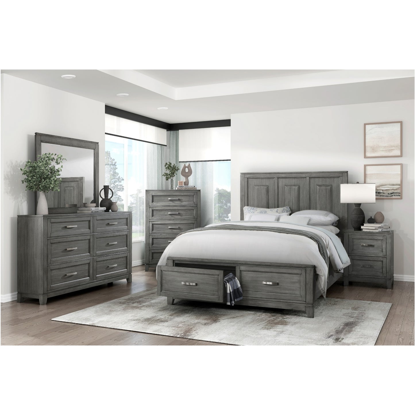 Moonlight Queen 6pc Bedroom Set - 1450 - White / Grey