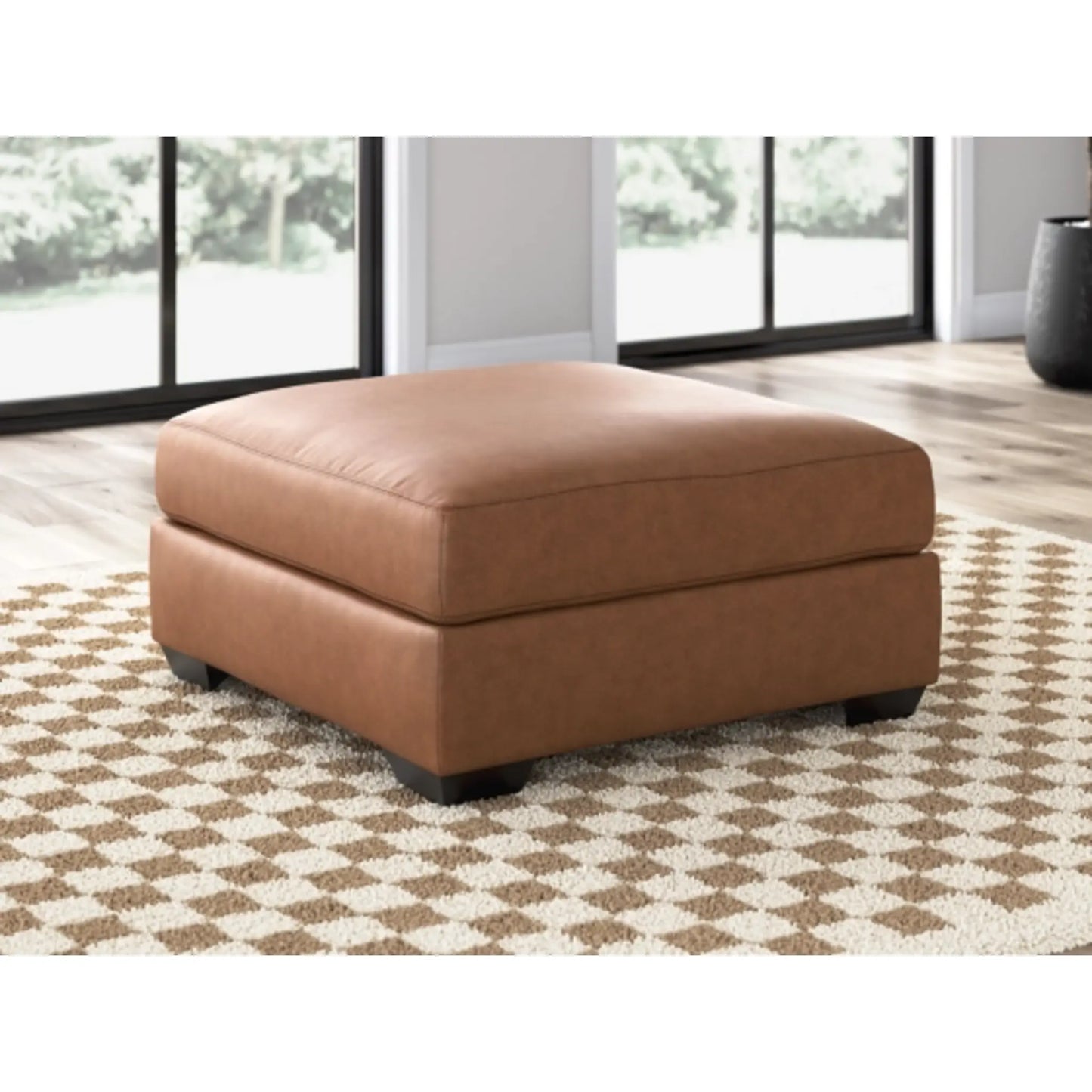 WillowBend Oversized Accent Ottoman - Caramel / Umber