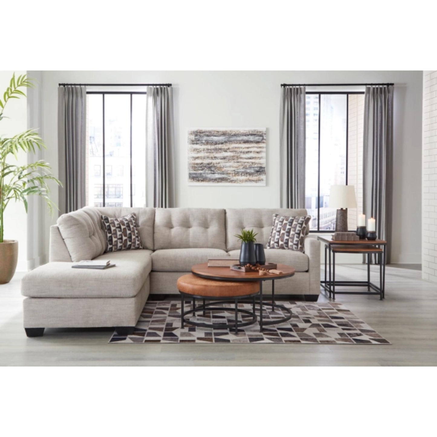 Mahoney 2-Piece Sectional By Ashley - Pebble