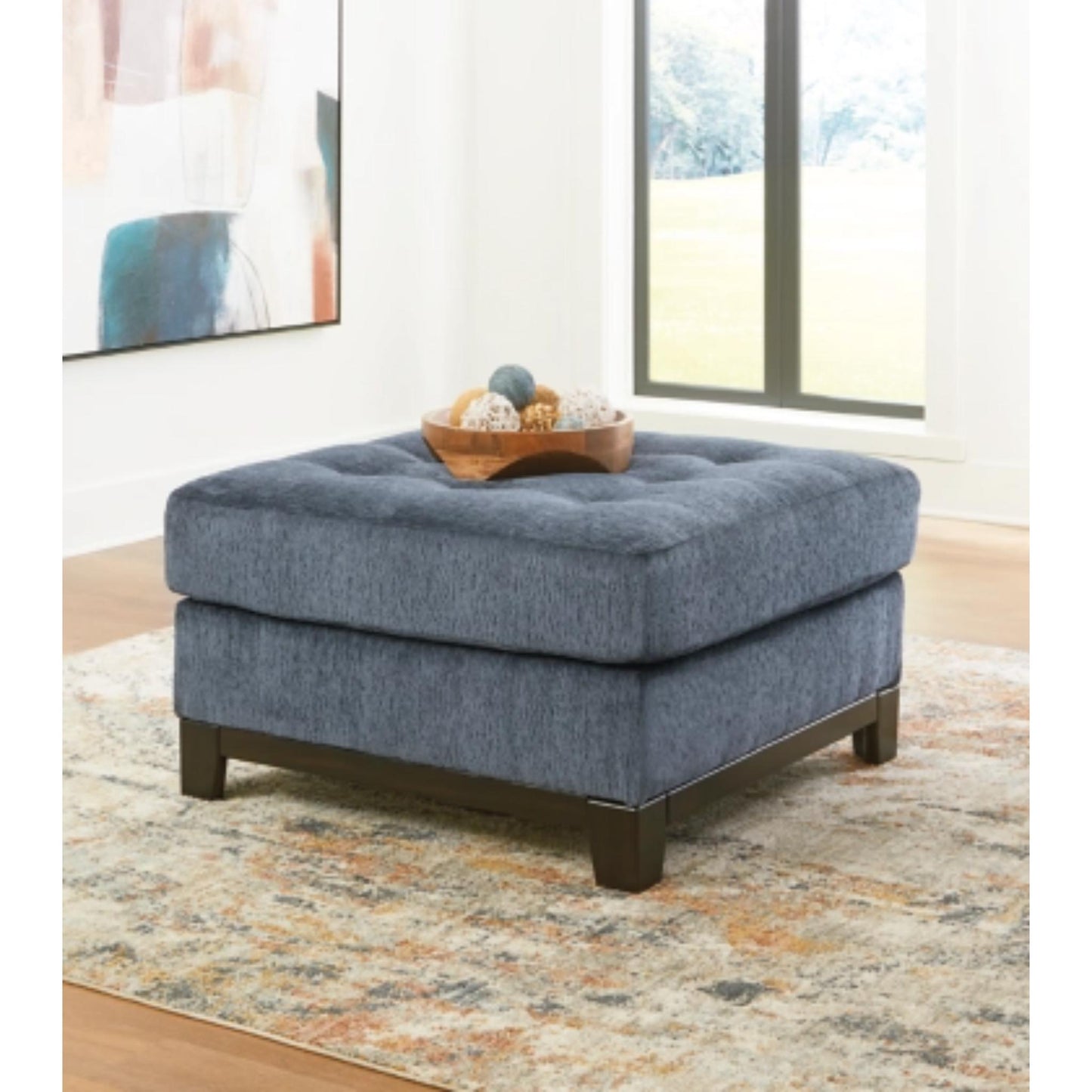 Maxon Place Oversized Accent Ottoman - Navy / Stone