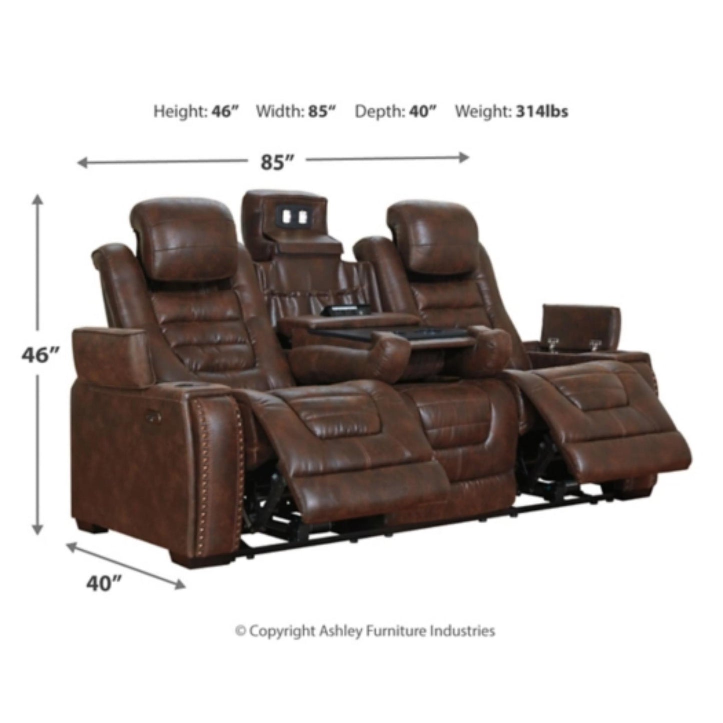 Game Zone PWR REC Sofa with ADJ Headrest