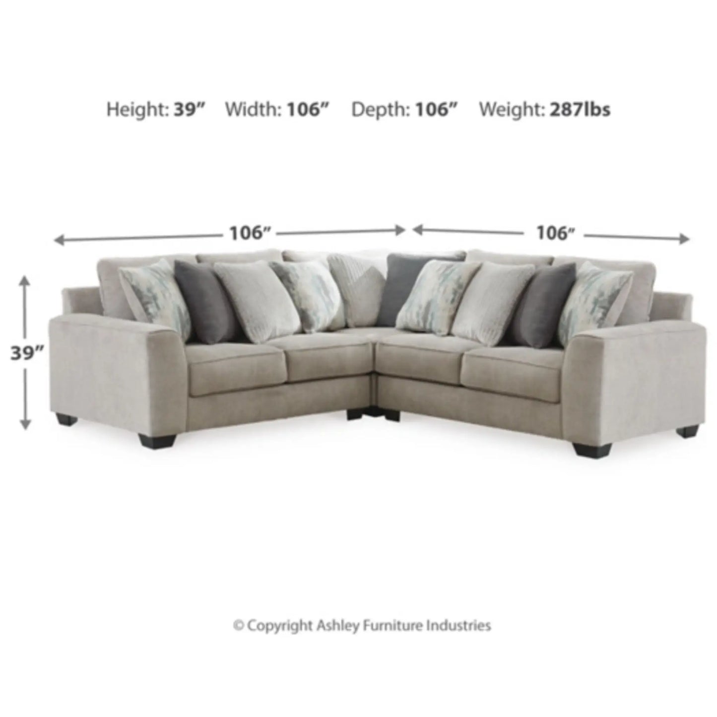 Ardsley 3-Piece Sectional - Pewter