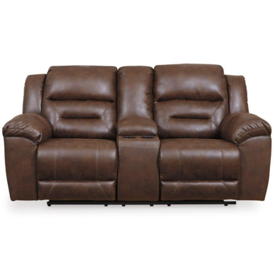 Stoneland Power Reclining Loveseat w/Console - Chocolate / Fossil