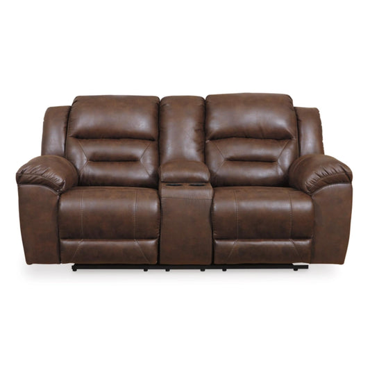 Stoneland Manual Rec Loveseat w/Console - Chocolate / Fossil