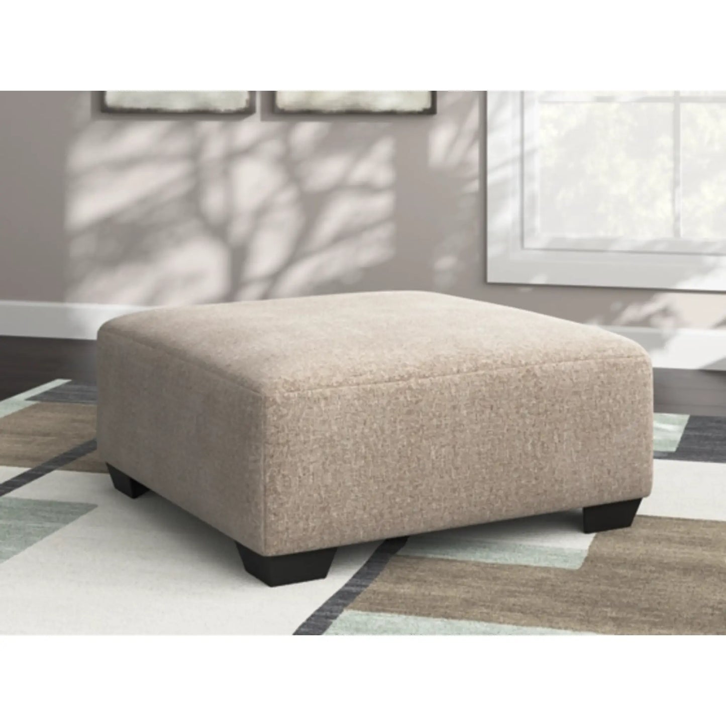 Seyler Lane Oversized Accent Ottoman - Greystone / Hemp