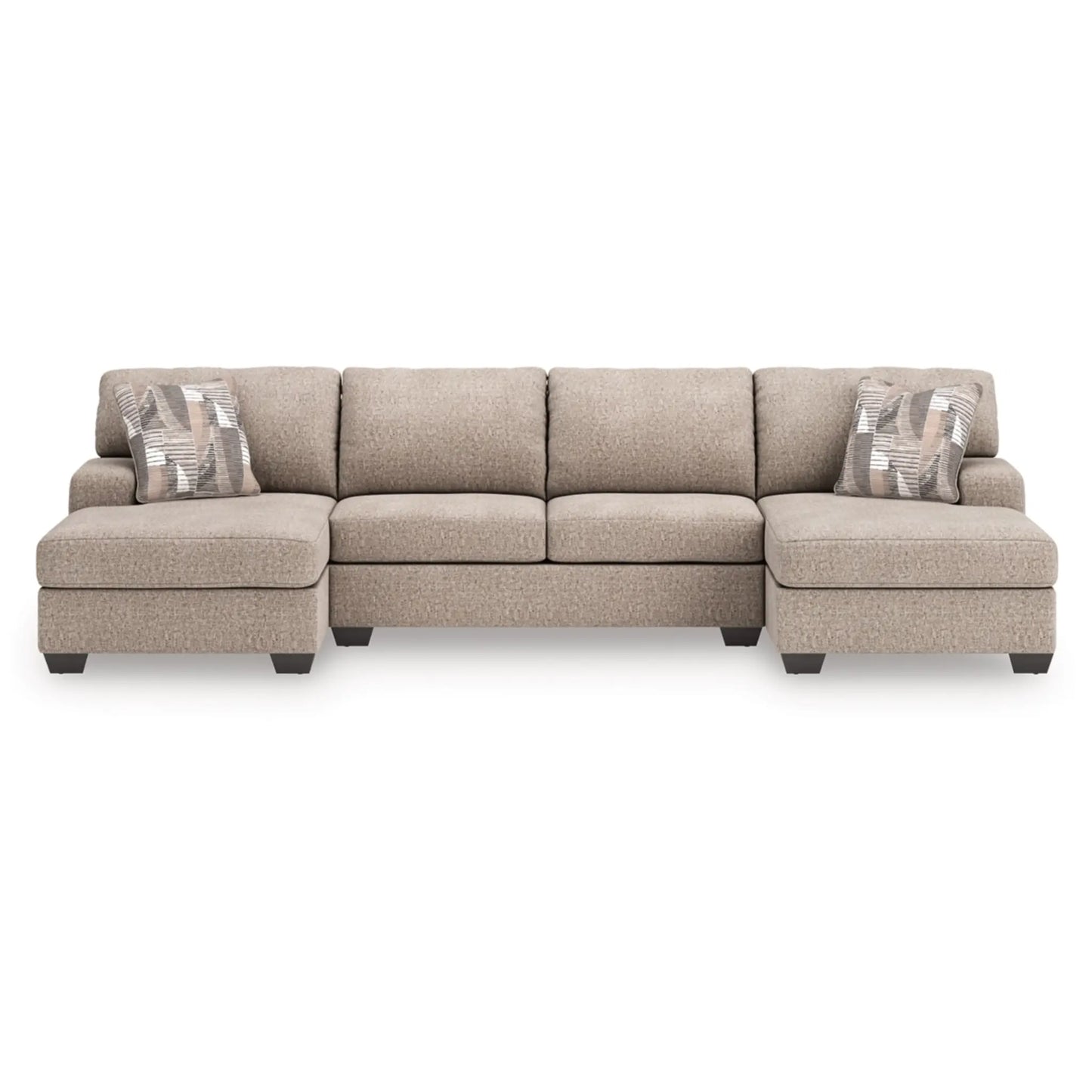 Newellen 3-Piece Sectional with Double Chaise By Ashley - Hemp / Greystone