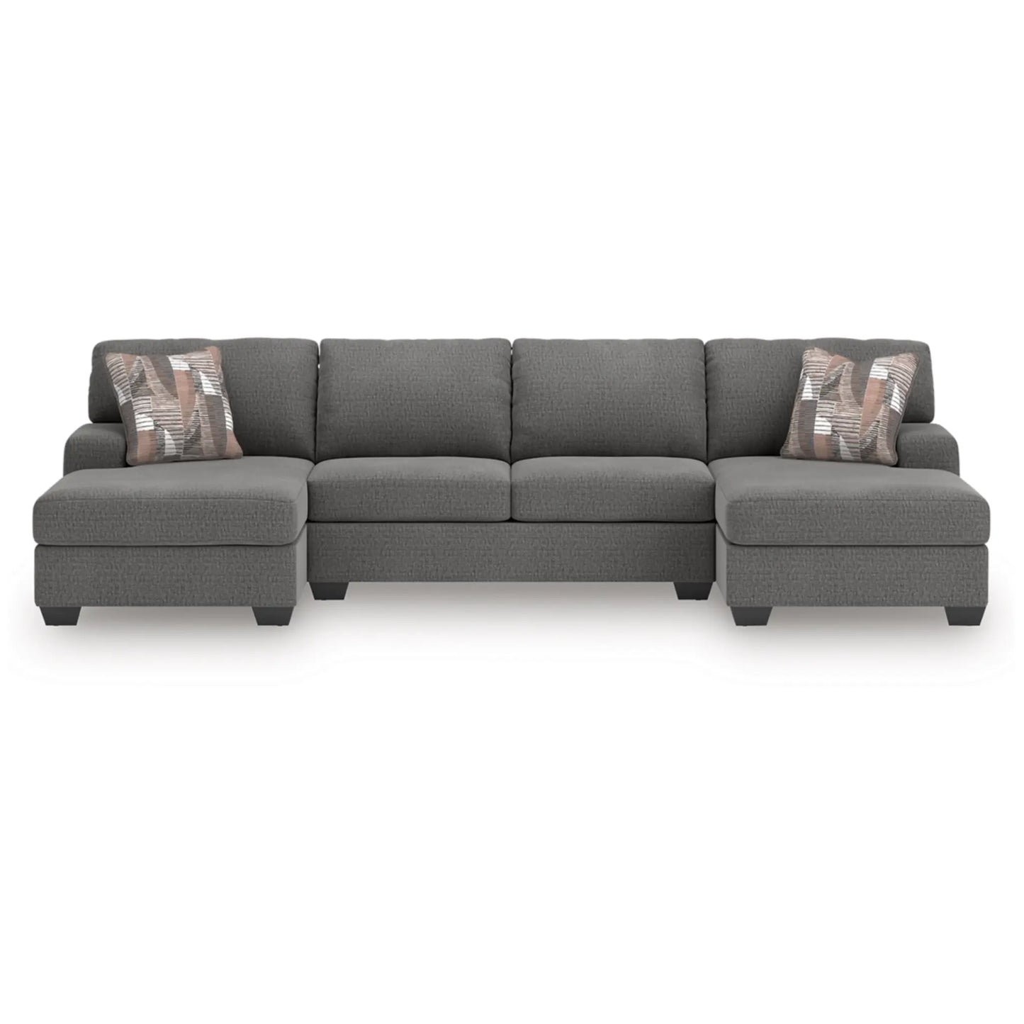 Newellen 3-Piece Sectional with Double Chaise By Ashley - Hemp / Greystone