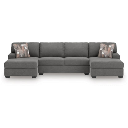 Newellen 3-Piece Sectional with Double Chaise By Ashley - Hemp / Greystone