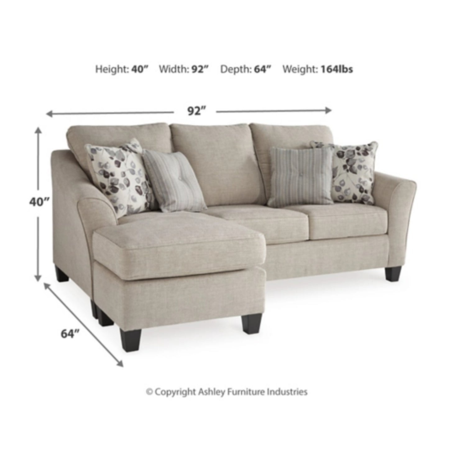 Abney Sofa Chaise - Driftwood