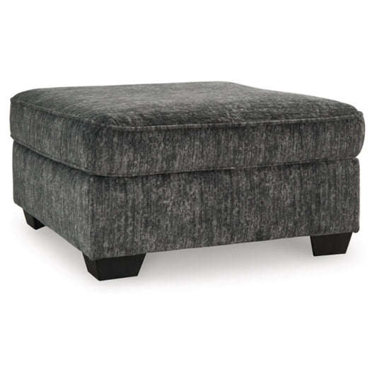Lonoke Oversized Accent Ottoman - Gunmetal / Parchment