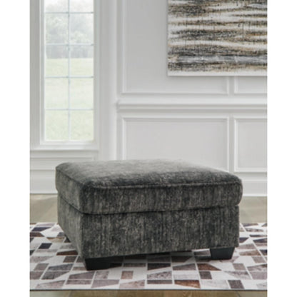Lonoke Oversized Accent Ottoman - Gunmetal / Parchment