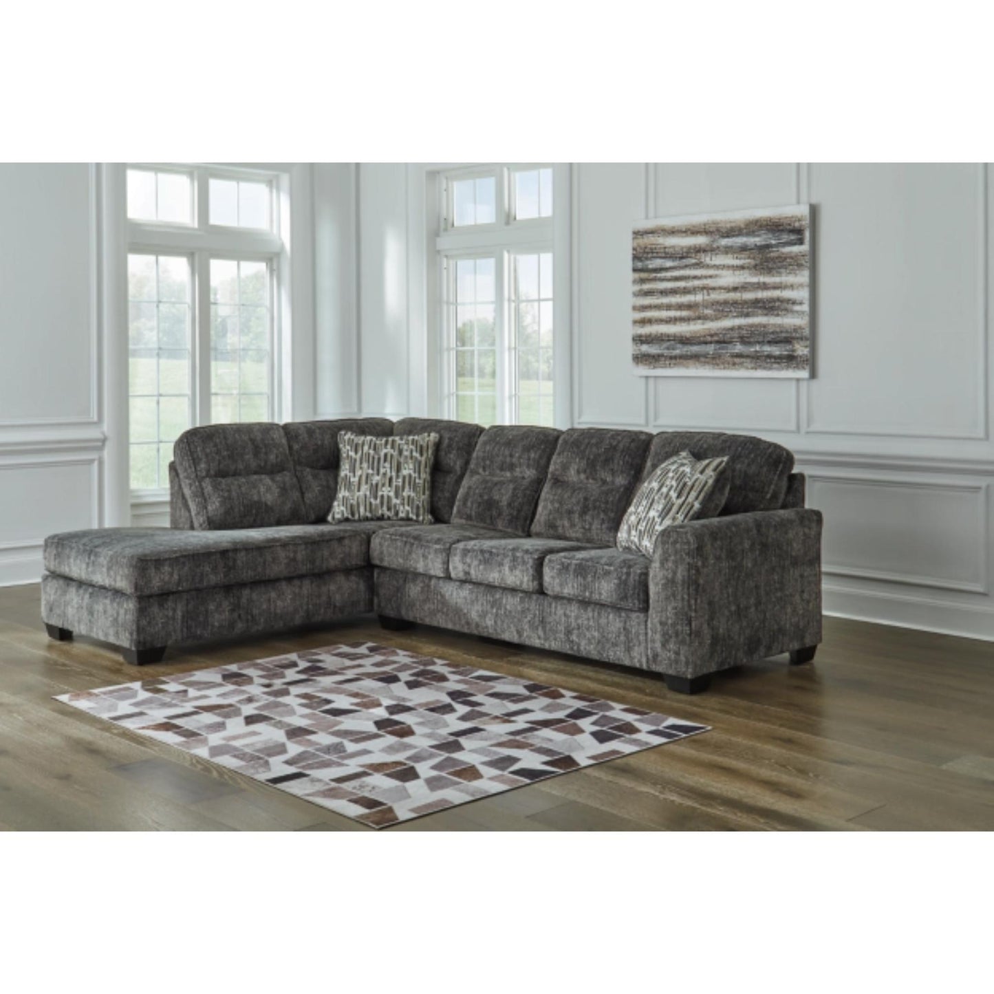 Lonoke 2-Piece Sectional with Chaise By Ashley - Gunmetal