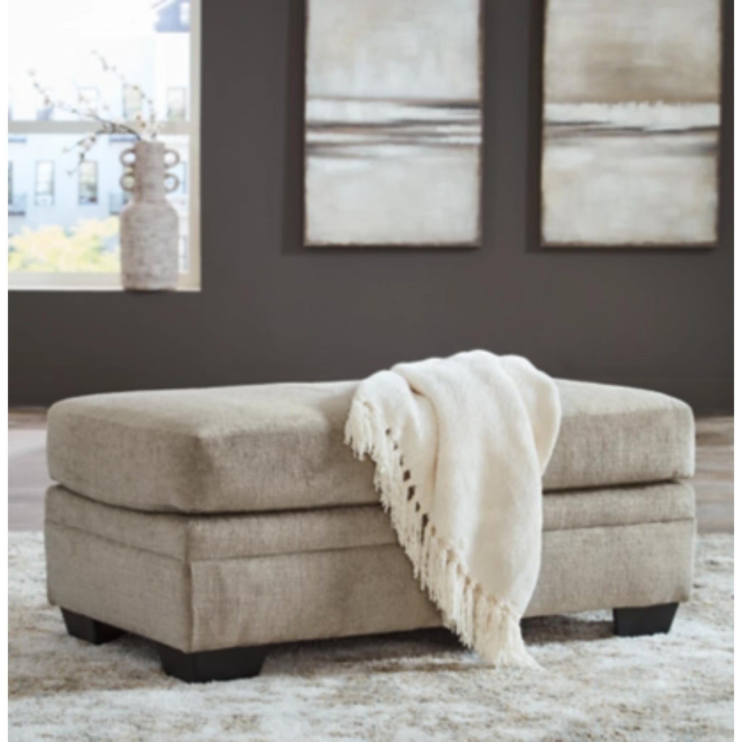 Stonemeade Ottoman - Taupe / Nutmeg