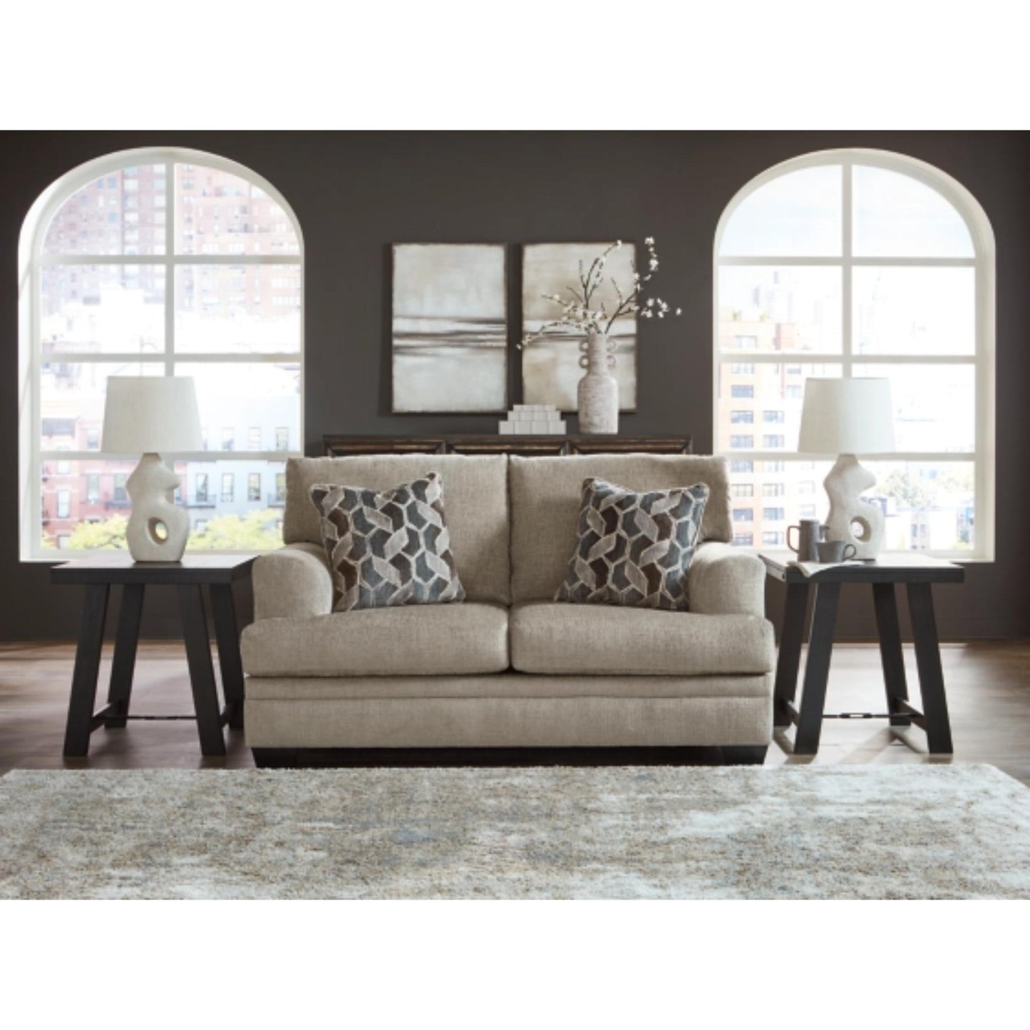 Stonemeade Loveseat - Taupe / Nutmeg