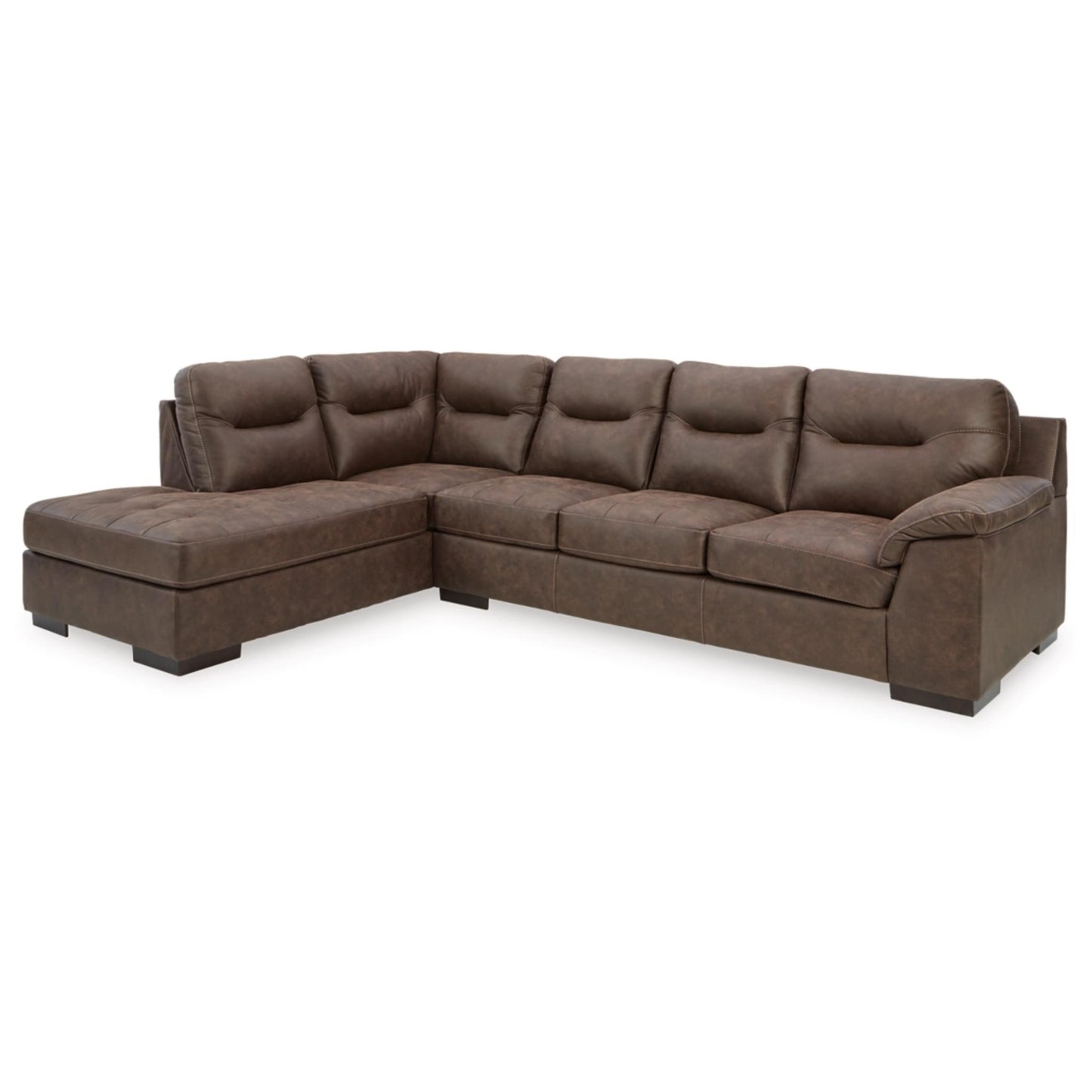 Maderla Walnut 2-Piece Sectional with Chaise