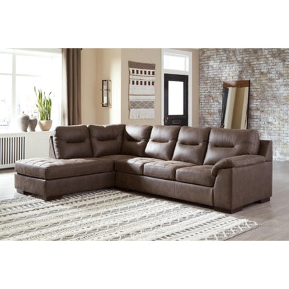 Maderla Walnut 2-Piece Sectional with Chaise