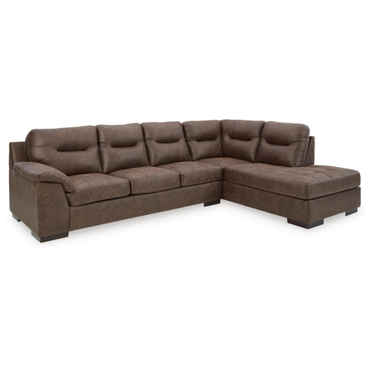 Maderla Walnut 2-Piece Sectional with Chaise