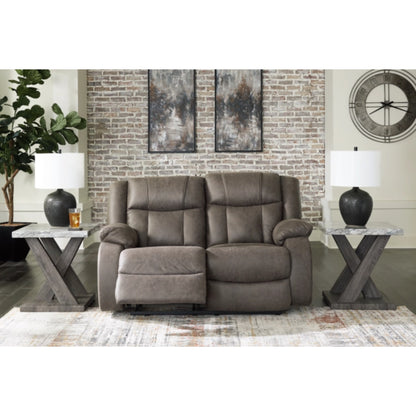 First Base Manual Reclining Loveseat - Gunmetal