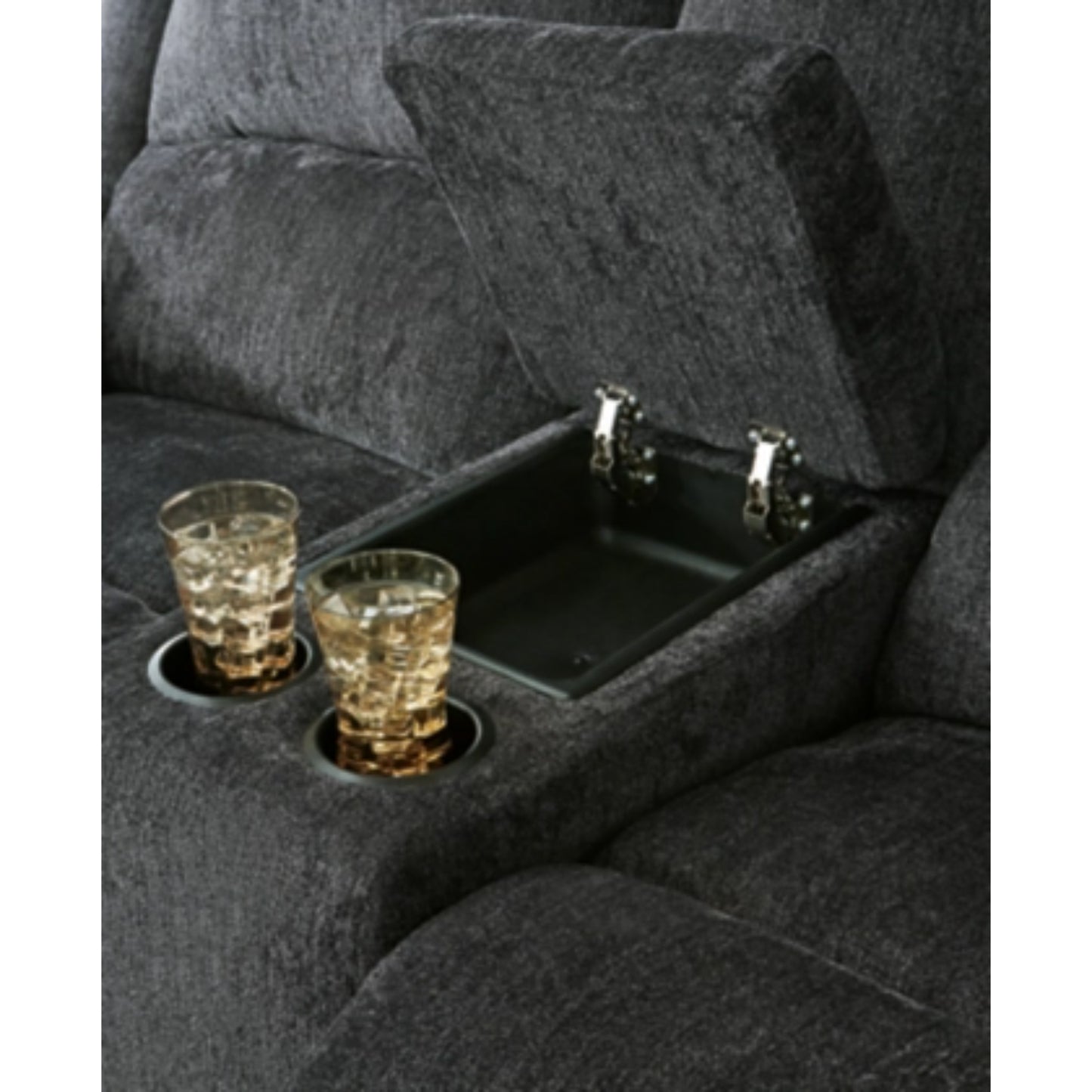 Draycoll DBL REC Power Loveseat w/Console - Slate