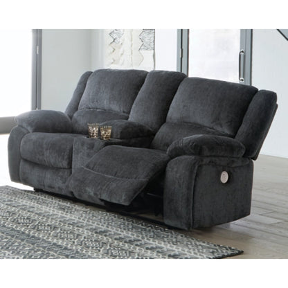 Draycoll DBL REC Power Loveseat w/Console - Slate