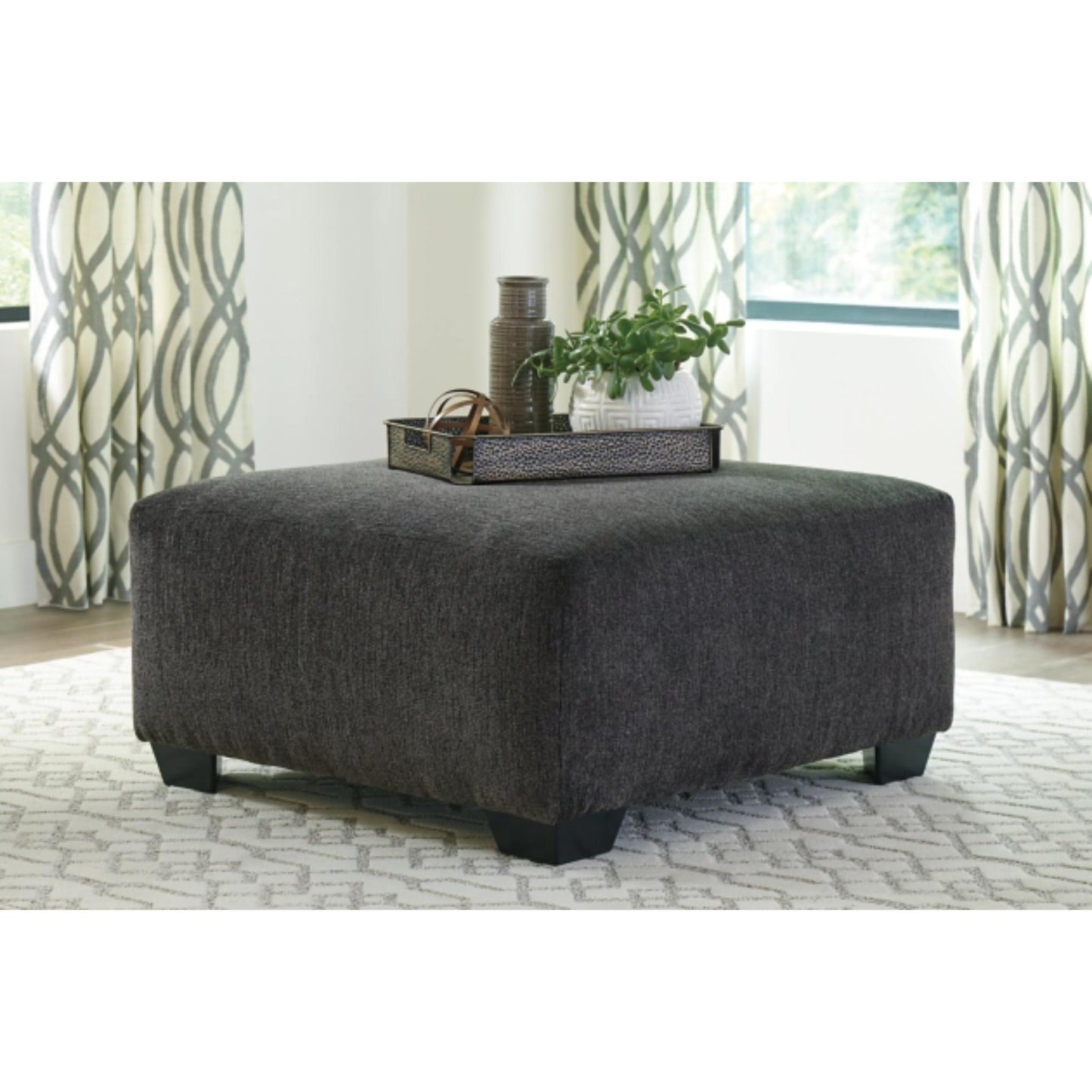 Ballinasloe Oversized Accent Ottoman - Smoke / Platinum