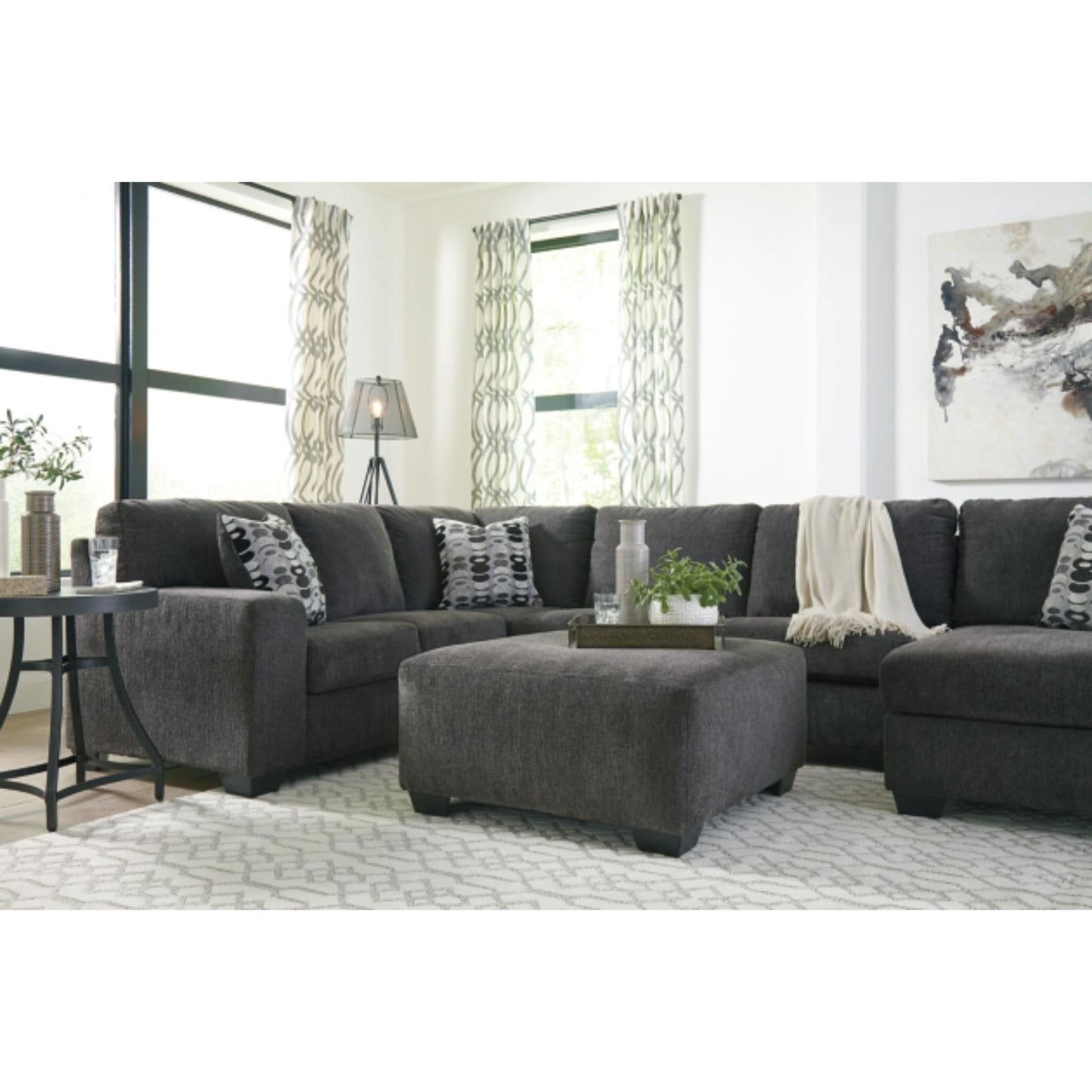 Ballinasloe Oversized Accent Ottoman - Smoke / Platinum