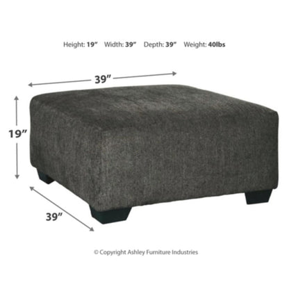 Ballinasloe Oversized Accent Ottoman - Smoke / Platinum