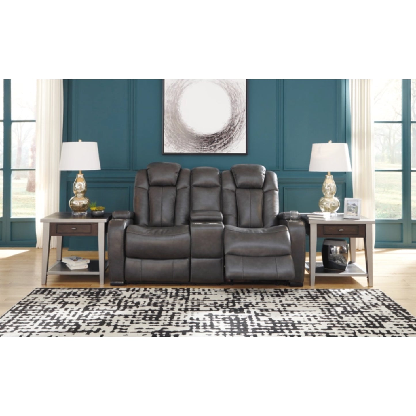 Turbulance Power REC Loveseat/CON/ADJ HDRST - Quarry