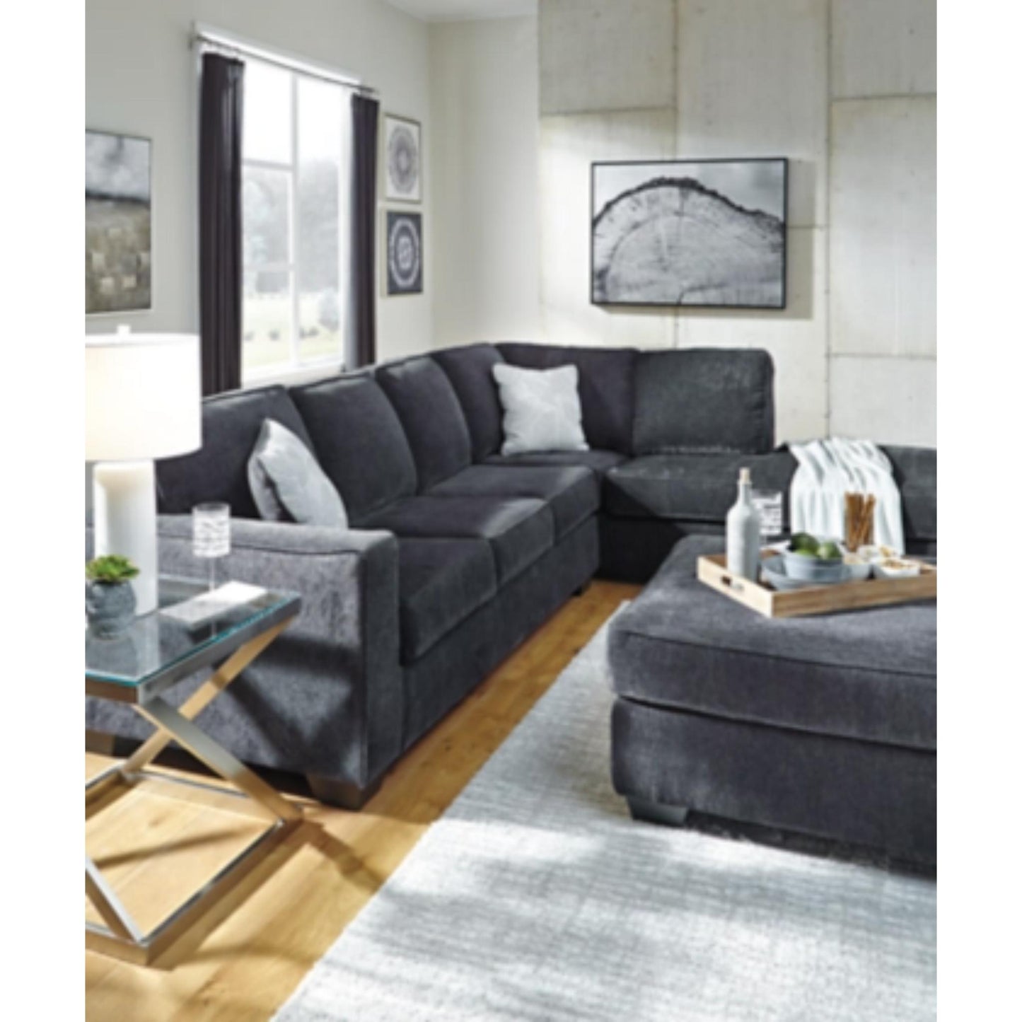 Altari Oversized Accent Ottoman - Slate / Alloy