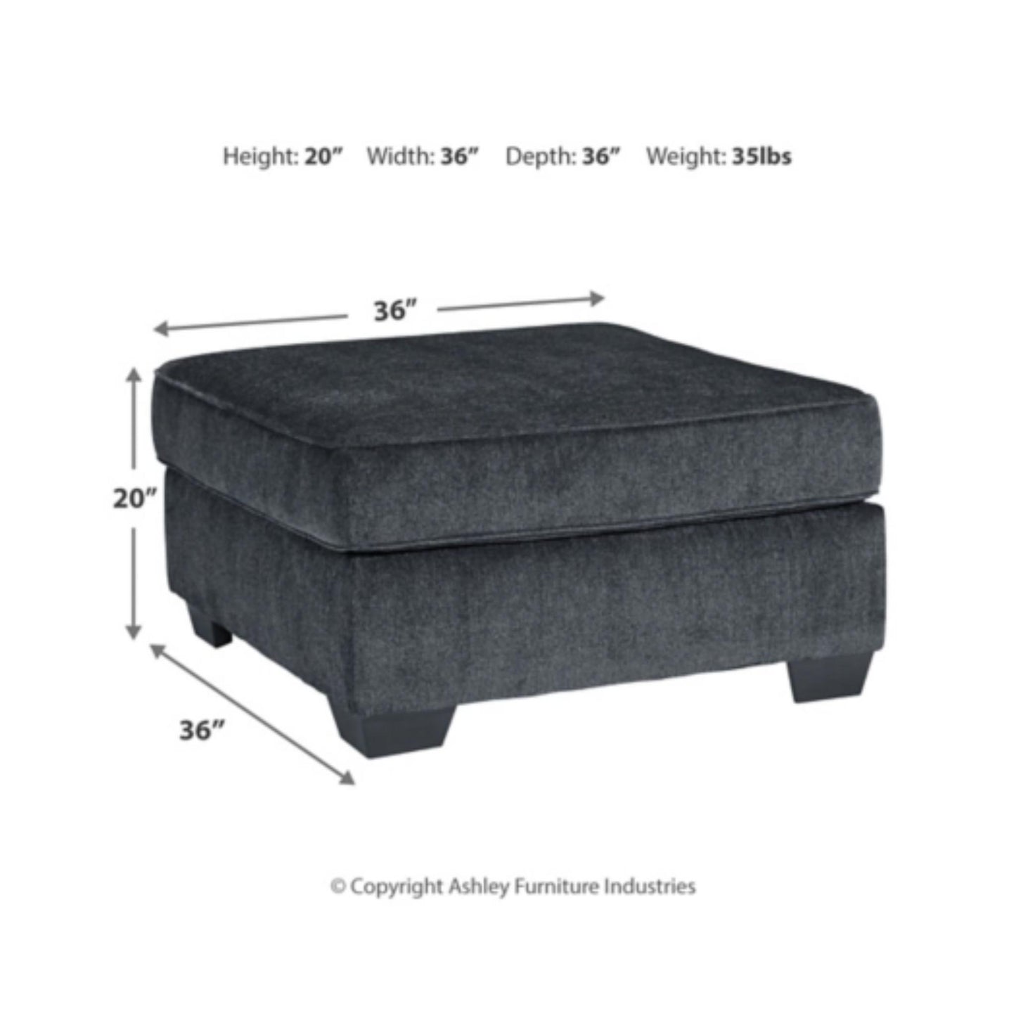 Altari Oversized Accent Ottoman - Slate / Alloy