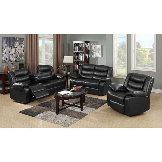 Rivaldo Black Pu 3pc Manual Recliner Set